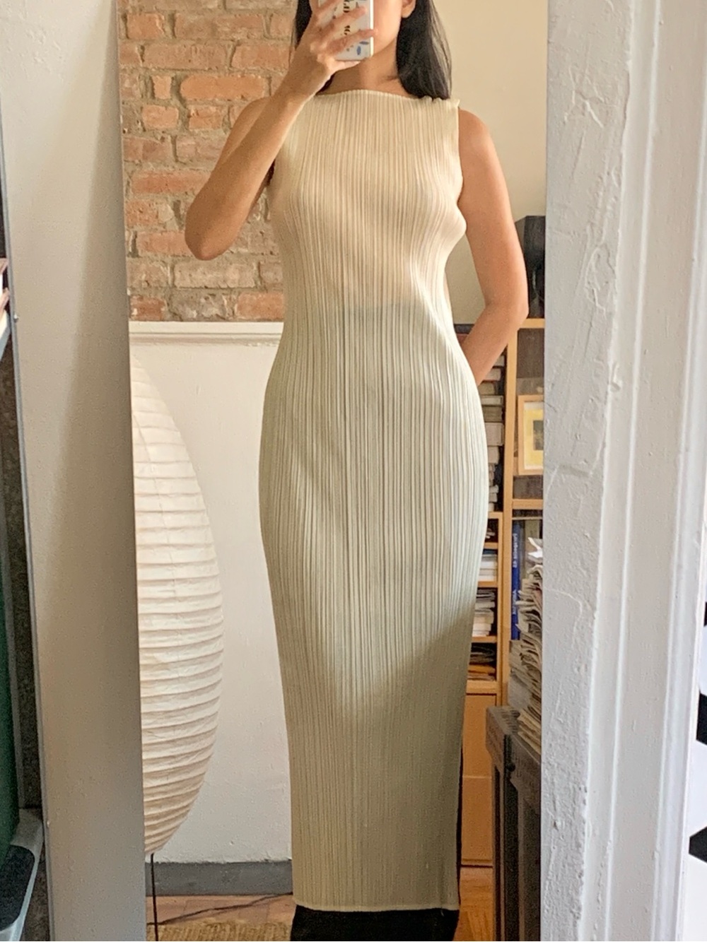 Issey Miyake Pleats Please Ivory Maxi Dress JP2